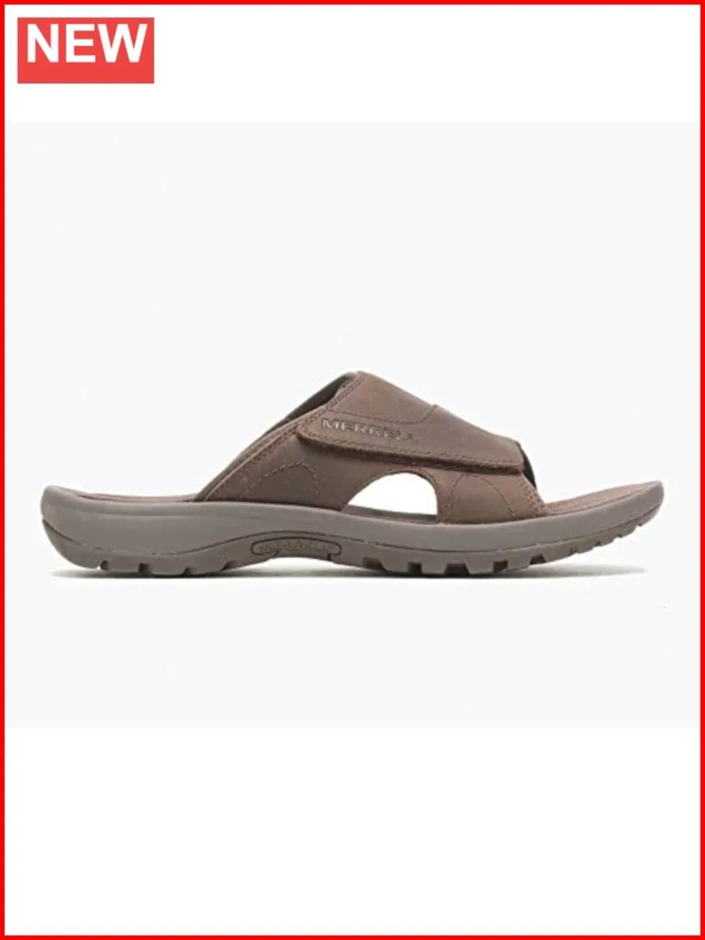Leather Slide Sandals with Hook & Loop Closure, Cushioned Footbed